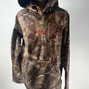 Under Armour Camo Real tree Hoodie with Orange Logo, youth XL